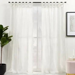 Kirkland's Home Linen Braided Top Curtain Panel Set, 84 In.- Curtains & Drapes