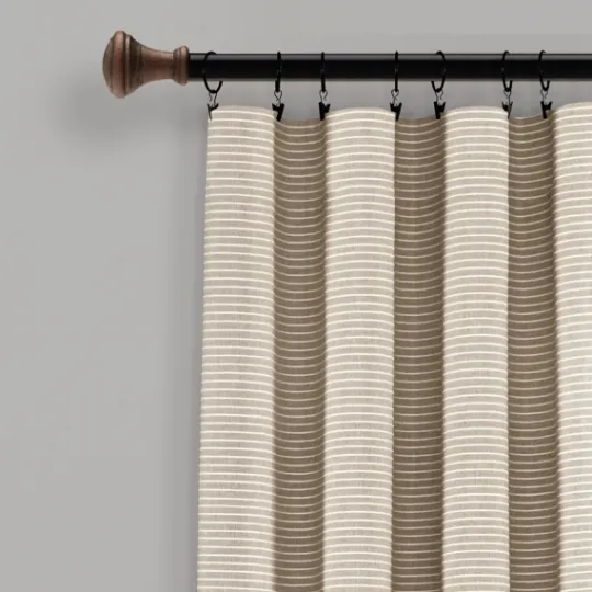 Kirkland's Home Linen Button And Stripe Curtain Panel Set, 95 In.- Curtains & Drapes