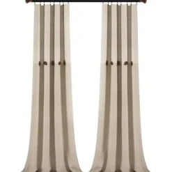 Kirkland's Home Linen Button And Stripe Curtain Panel Set, 95 In.- Curtains & Drapes