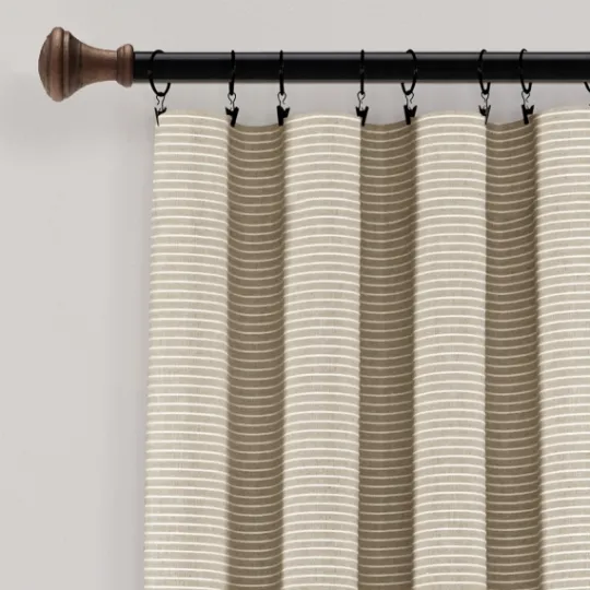 Kirkland's Home Linen Button And Stripe Curtain Panel Set, 84 In.- Curtains & Drapes