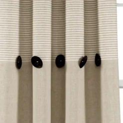 Kirkland's Home Linen Button And Stripe Curtain Panel Set, 84 In.- Curtains & Drapes