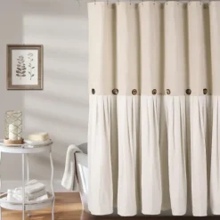 Kirkland's Home Linen Button Shower Curtain- Shower Curtains