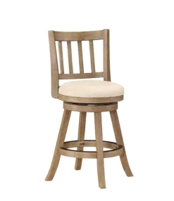 Kirkland's Home Linen Slat Back Swivel Counter Stool- Bar Stools & Counter Height Stools