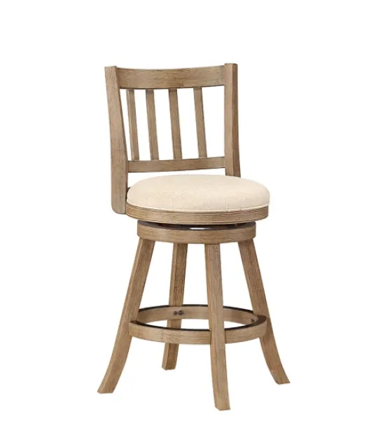 Kirkland's Home Linen Slat Back Swivel Counter Stool- Bar Stools & Counter Height Stools
