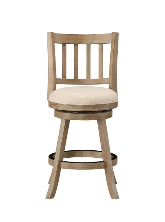 Kirkland's Home Linen Slat Back Swivel Counter Stool- Bar Stools & Counter Height Stools