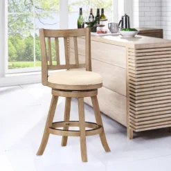 Kirkland's Home Linen Slat Back Swivel Counter Stool- Bar Stools & Counter Height Stools