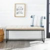 Kirkland's Home Linen Tufted Bench With Metal Base- Benches & Ottomans