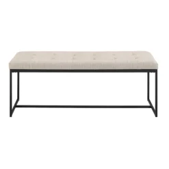 Kirkland's Home Linen Tufted Bench With Metal Base- Benches & Ottomans