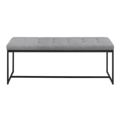 Kirkland's Home Linen Tufted Bench With Metal Base- Benches & Ottomans