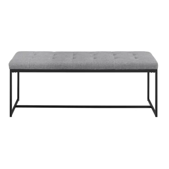 Kirkland's Home Linen Tufted Bench With Metal Base- Benches & Ottomans