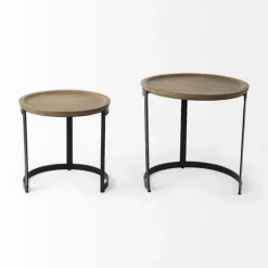 Kirkland's Home Lipped Mango Wood Nesting Accent Tables, Set Of 2- Accent & End Tables