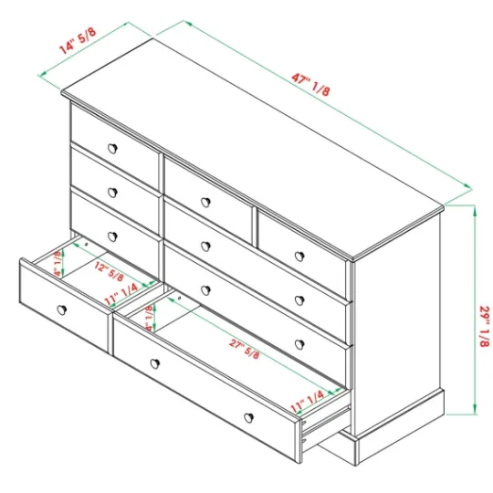 Kirkland's Home Lola Cottage Frame Nine-Drawer Dresser- Dressers & Chests