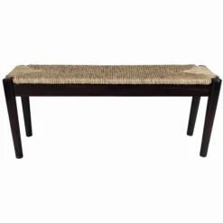 Kirkland's Home Lola Seagrass And Wood Bench- Benches & Ottomans