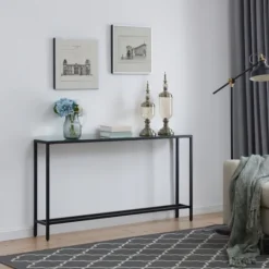 Kirkland's Home Long Metal Mirrored Top Console Table- Console Tables