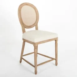Kirkland's Home Louis Cane & Cream Upholstered Counter Stool- Bar Stools & Counter Height Stools