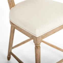 Kirkland's Home Louis Cane & Cream Upholstered Counter Stool- Bar Stools & Counter Height Stools
