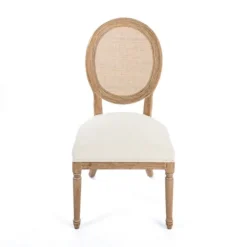Kirkland's Home Louis Cane & Cream Upholstered Dining Chair- Dining Chairs