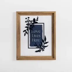Kirkland's Home Love Lives Here Blue Greenery Wall Plaque- Wall Quotes & Signs