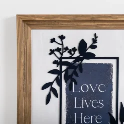 Kirkland's Home Love Lives Here Blue Greenery Wall Plaque- Wall Quotes & Signs