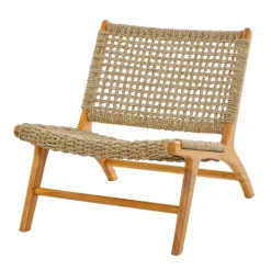 Kirkland's Home Low Slung Woven Teakwood Accent Chair- Accent Chairs