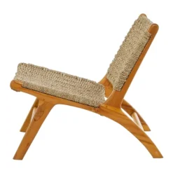 Kirkland's Home Low Slung Woven Teakwood Accent Chair- Accent Chairs