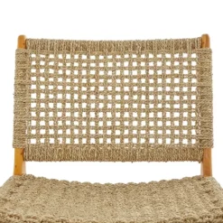Kirkland's Home Low Slung Woven Teakwood Accent Chair- Accent Chairs