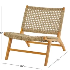Kirkland's Home Low Slung Woven Teakwood Accent Chair- Accent Chairs
