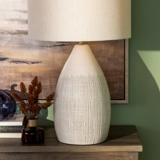 Kirkland's Home Luca Cream Ceramic Table Lamp- Table Lamps