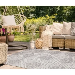 Kirkland's Home Luxe Diamond Outdoor Area Rug, 6X9- Outdoor Rugs
