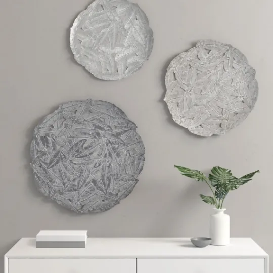 Kirkland's Home Madison Park Iron Feathers Wall Plaques, Set Of 3- Wall Plaques
