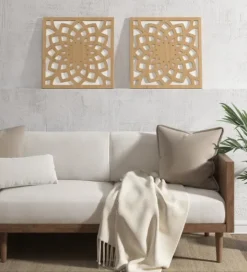 Kirkland's Home Madison Park Wood Lotus Wall Plaques, Set Of 2- Wall Plaques