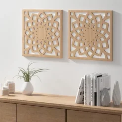 Kirkland's Home Madison Park Wood Lotus Wall Plaques, Set Of 2- Wall Plaques