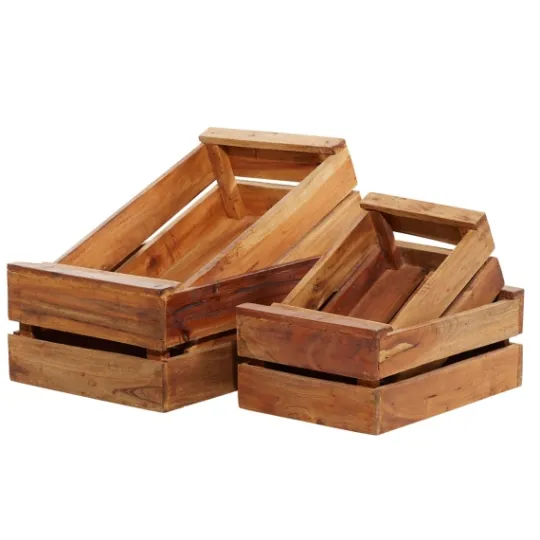 Kirkland's Home Mahogany Finish 4-Pc. Wooden Crates- Baskets & Boxes