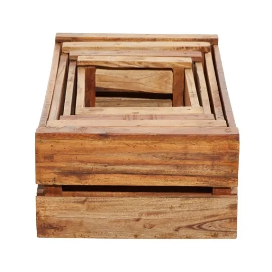Kirkland's Home Mahogany Finish 4-Pc. Wooden Crates- Baskets & Boxes