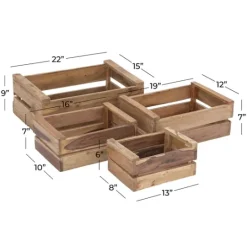 Kirkland's Home Mahogany Finish 4-Pc. Wooden Crates- Baskets & Boxes