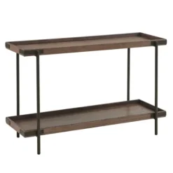 Kirkland's Home Mahogany Oak Wood Tray Top Console Table- Console Tables