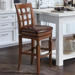 Kirkland's Home Mahogany Trellis Swivel Bar Stool- Bar Stools & Counter Height Stools