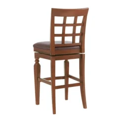 Kirkland's Home Mahogany Trellis Swivel Bar Stool- Bar Stools & Counter Height Stools