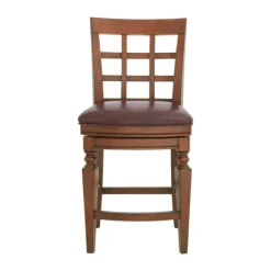Kirkland's Home Mahogany Trellis Swivel Counter Stool- Bar Stools & Counter Height Stools