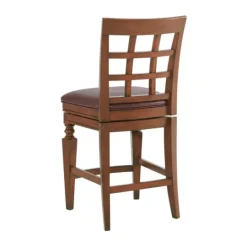 Kirkland's Home Mahogany Trellis Swivel Counter Stool- Bar Stools & Counter Height Stools