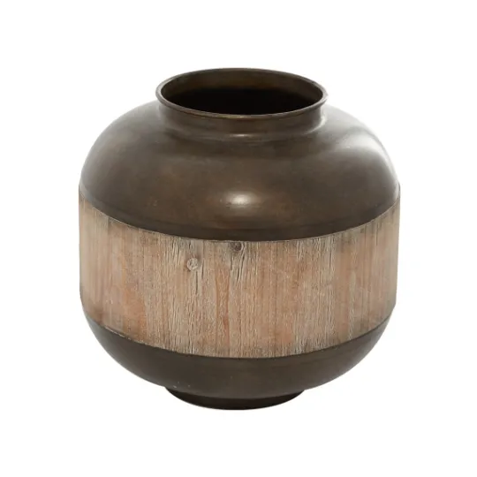 Kirkland's Home Mahogany Wood And Metal Jar With Lid, 14 In.- Decorative Bowls & Jars