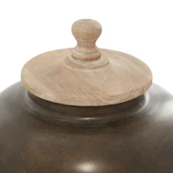 Kirkland's Home Mahogany Wood And Metal Jar With Lid, 14 In.- Decorative Bowls & Jars