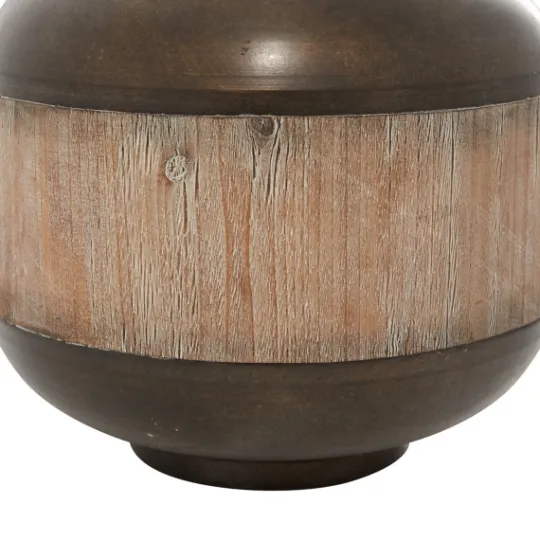Kirkland's Home Mahogany Wood And Metal Jar With Lid, 14 In.- Decorative Bowls & Jars