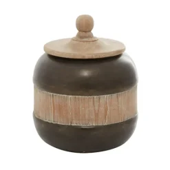 Kirkland's Home Mahogany Wood And Metal Jar With Lid, 11 In.- Decorative Bowls & Jars
