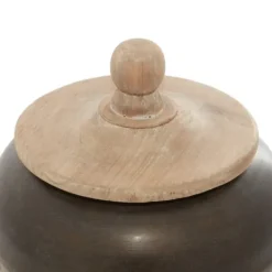Kirkland's Home Mahogany Wood And Metal Jar With Lid, 11 In.- Decorative Bowls & Jars