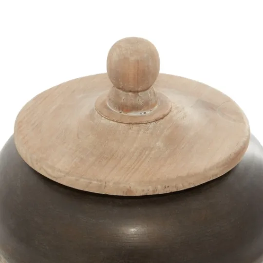 Kirkland's Home Mahogany Wood And Metal Jar With Lid, 11 In.- Decorative Bowls & Jars