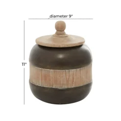 Kirkland's Home Mahogany Wood And Metal Jar With Lid, 11 In.- Decorative Bowls & Jars