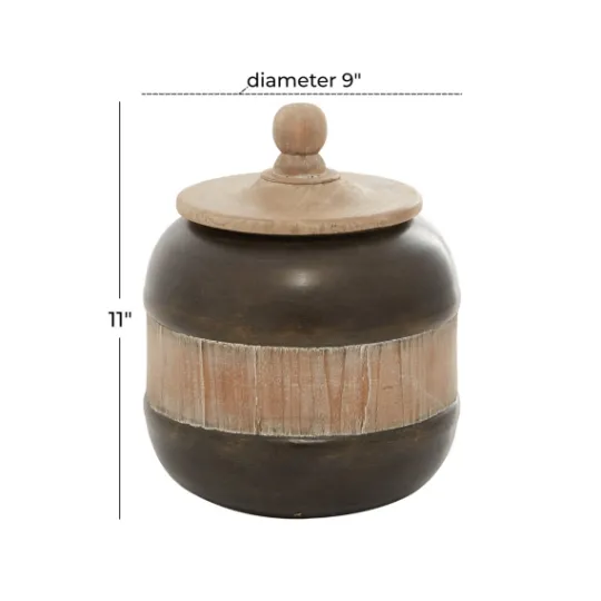 Kirkland's Home Mahogany Wood And Metal Jar With Lid, 11 In.- Decorative Bowls & Jars