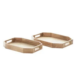 Kirkland's Home Mahogany Wood Grid Mesh Decorative Trays, Set Of 2- Decorative Trays