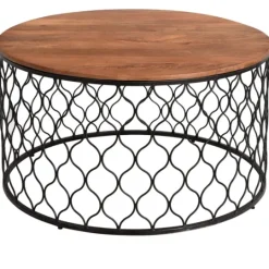 Kirkland's Home Mango Wood And Black Iron Coffee Table- Coffee Tables